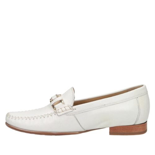 Mocassin instapper in wit leer, smalle pasvorm Sioux