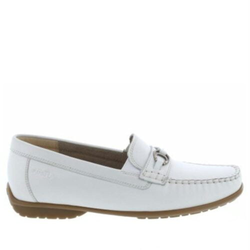 Witte mocassin instapper met bede pasvorm Sioux Cobarja