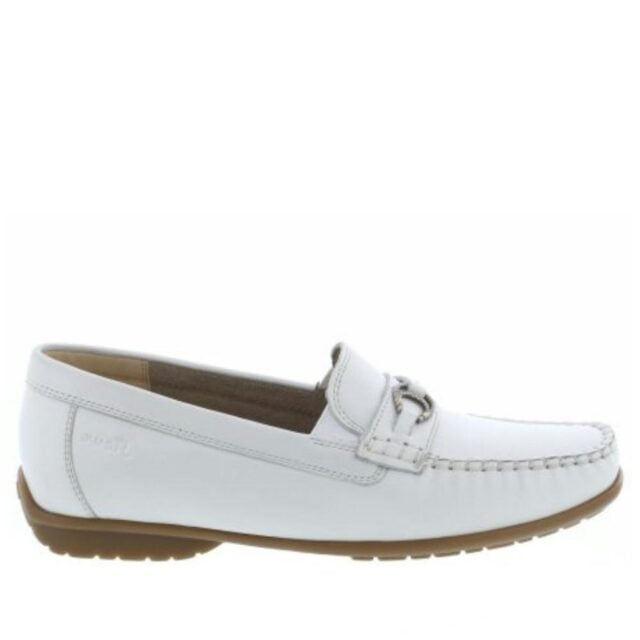 Witte mocassin instapper met bede pasvorm Sioux Cobarja