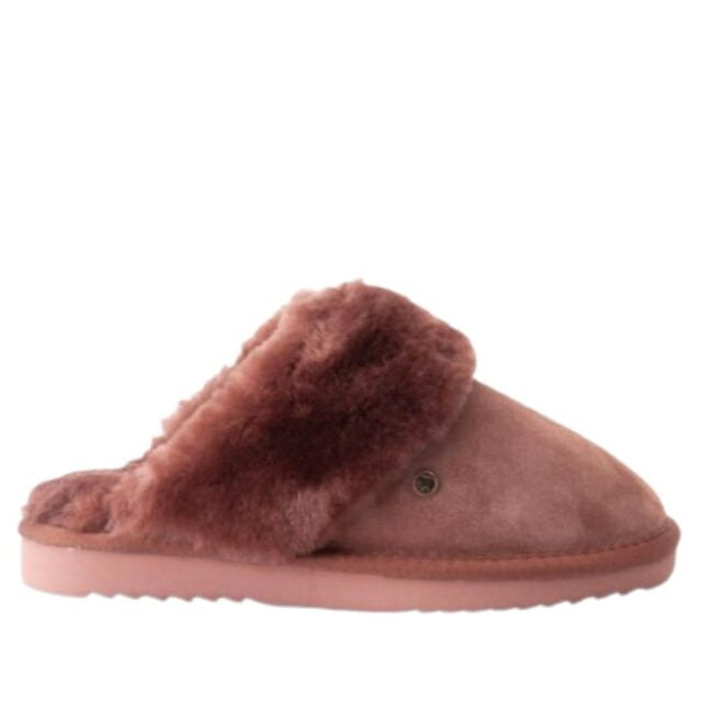 Dames pantoffel in steenrood schapenvacht Warmbat FLS3210