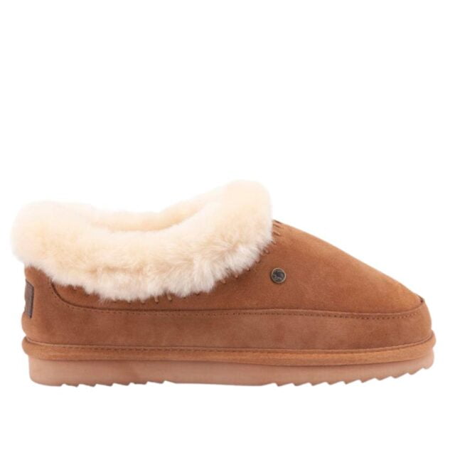 Cognac schapenvacht dames pantoffel Warmbat Barbara