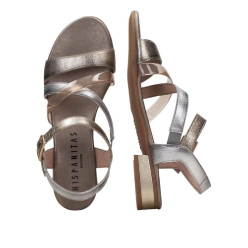 Klittenband sandaal in brons/goud kleurig leer Hispanitas
