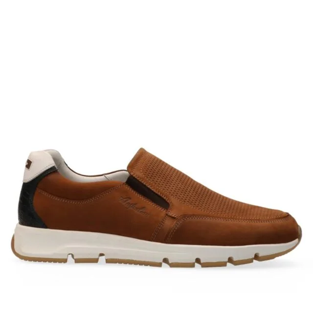 Bruin nubuck instapper met uitneembaar voetbed