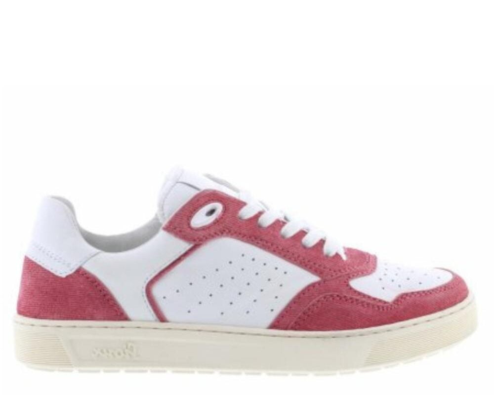 Tedroso-Da-703-40272 1 Sneaker in wit leer met roze suède uitneembaar voetbed