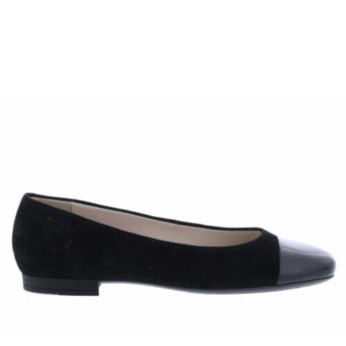 Ballerina in zwart nubuck met lak neusje Sioux