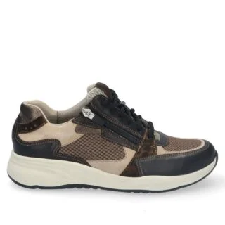 Sneaker in bruin /zwart combinatie op wijdte K Durea