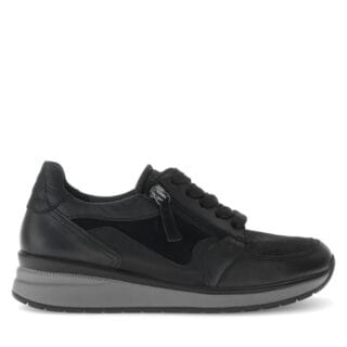 Zwarte Gabor dames sneaker met stretchmateriaal, dubbele rits en uitneembaar voetbed