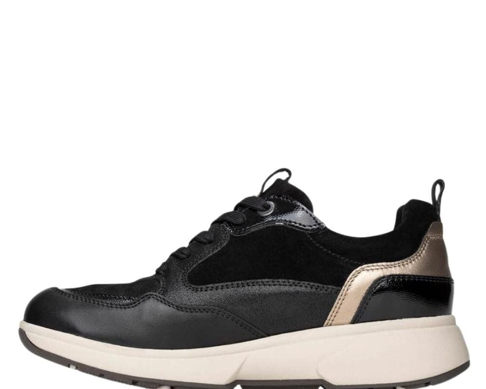 Grenoble 30215.2.084 2 Zwart leren sneaker Xsensible Grenoble 30215.2.084 voor dames met H-breedte, uitneembaar voetbed en veter- en ritssluiting.