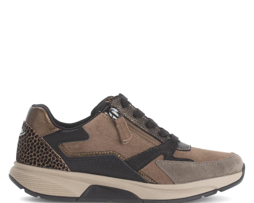 76.878.42 1 Gabor Rollingsoft sneaker voor dames met bruine accenten, rits en uitneembaar voetbed