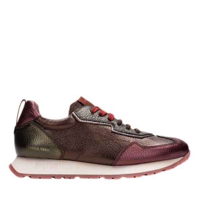 Dames sneaker van Hispanitas in metallic leer met uitneembaar voetbed en extra veters
