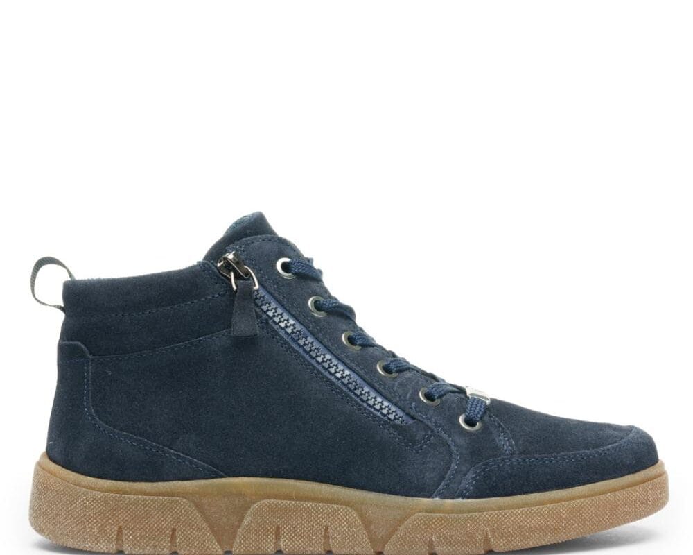 12-24453-22 1 Ara sneaker donkerblauw suède voor dames met rits aan de buitenkant, memory foam en uitneembaar voetbed – model 12-24453-22