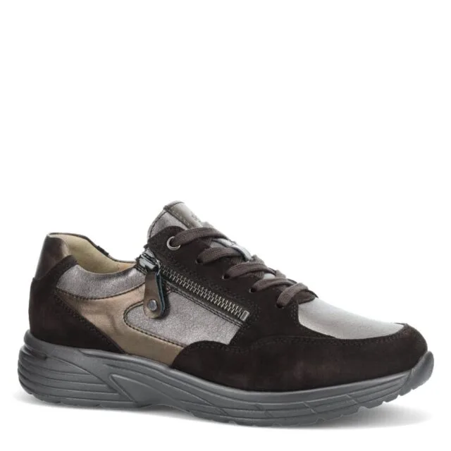Bruine Hartjes sneaker voor dames met bronsaccent, rits en uitneembaar voetbed – model 162.2602