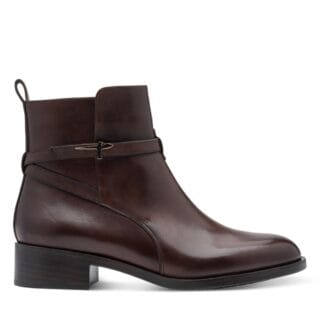 25321-342 1 Bruin enkellaarsje van Tamaris met rits en gespdetail, zacht leer