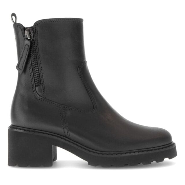 Zwarte Gabor damesboot met hak, rits en uitneembaar voetbed voor wintercomfort