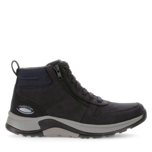 Donkerblauwe hoge herensneaker van Gabor Rollingsoft in nubuck met dubbele rits en brede pasvorm
