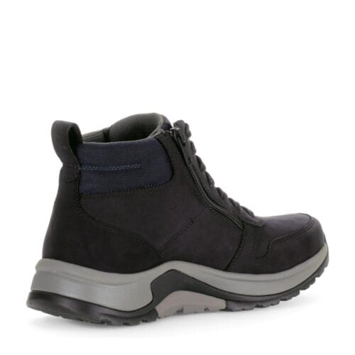 Donkerblauwe hoge herensneaker van Gabor Rollingsoft in nubuck met dubbele rits en brede pasvorm