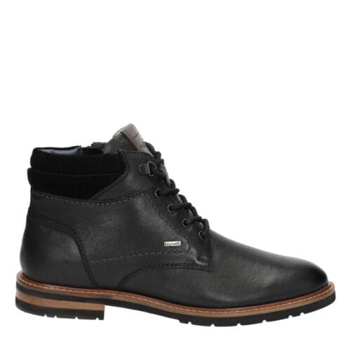 Zwarte leren veterboot van Sioux voor heren met Gore-Tex en binnenrits