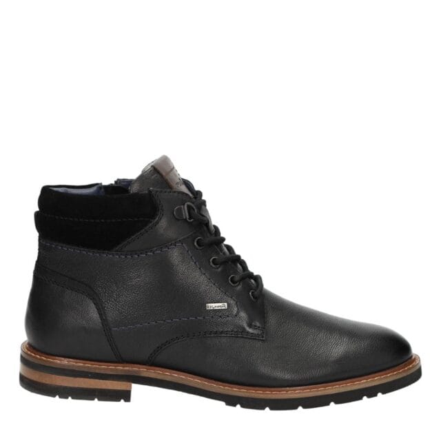 Zwarte leren veterboot van Sioux voor heren met Gore-Tex en binnenrits