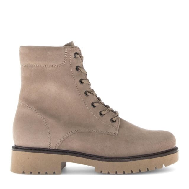 Beige suède veterboot van Gabor voor dames met rits en extra brede pasvorm
