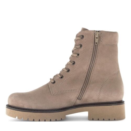 Beige suède veterboot van Gabor voor dames met rits en extra brede pasvorm