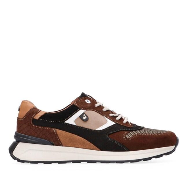 Australian Footwear heren sneaker in bruin suède met witte zool en leren voering